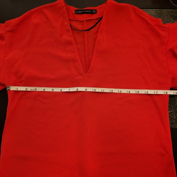Zara |💃Red Ruffle Sleeve Shift Dress Oversized V Neck Women's Small - Picture 5 of 7
